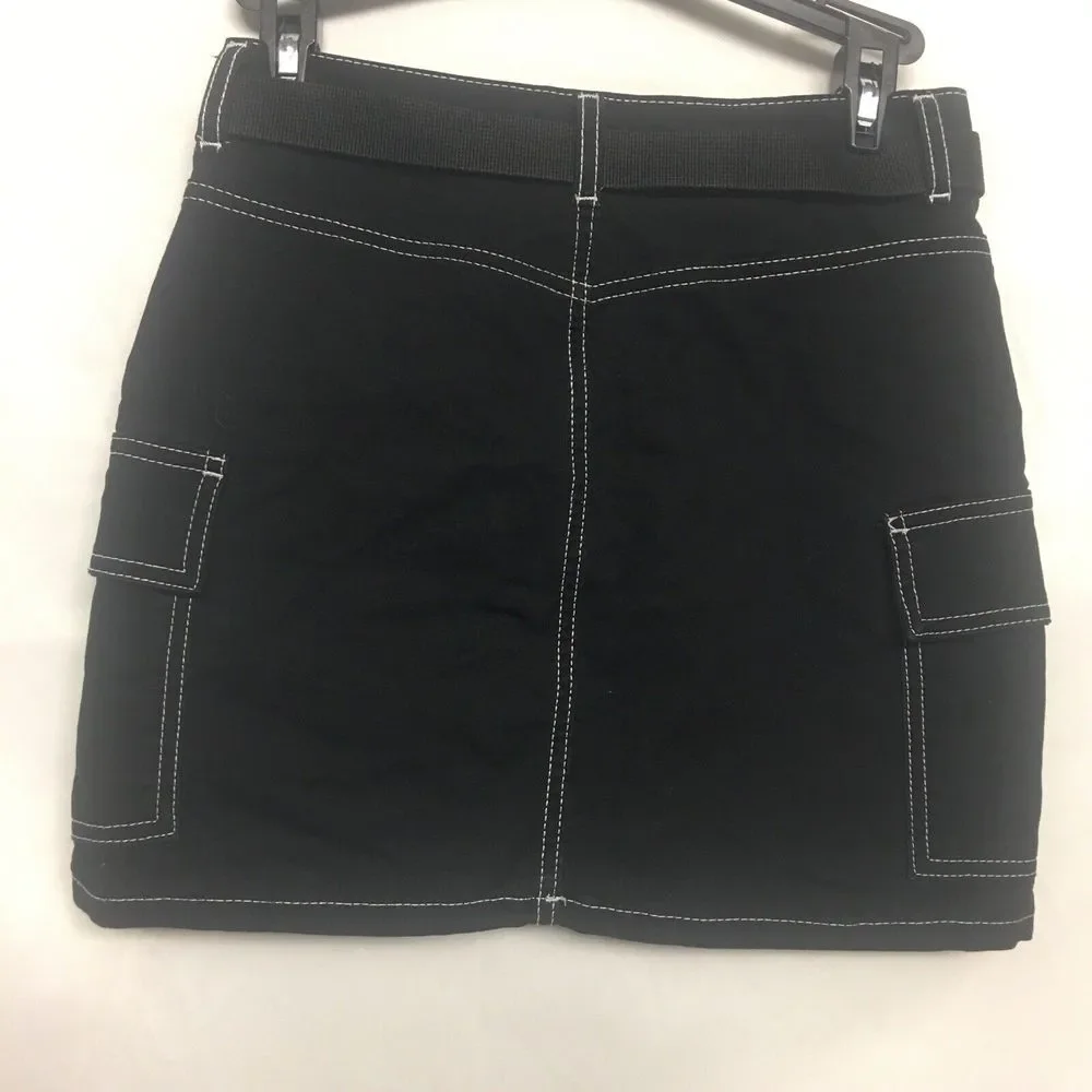 Nasty Gal Skirt 6 Womens‎ Black Cargo Mini Casual White Stitching Fashion skirt